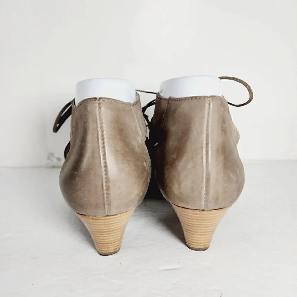 Paul Green Women's Prague UK 6,5 US 9 Tan Leather Lace-Up Peep Toe Heel Sandals